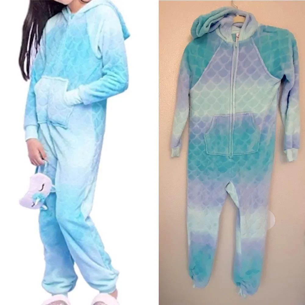 More than magic mermaid fuzzy fleece plush pajama Halloween costume L 10/12